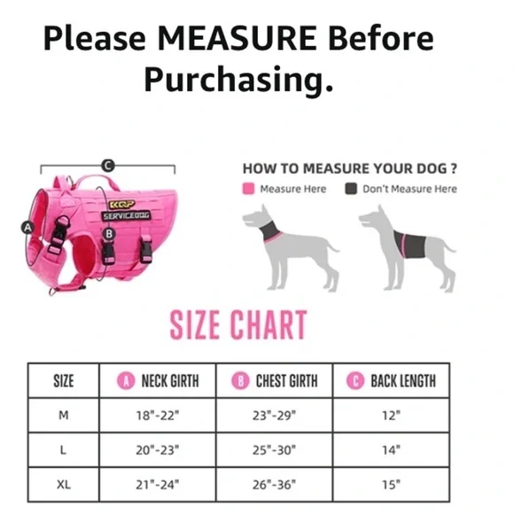 NWT! KCP Tactical Girl Dog Harness Pink Military 10500 Nylon Lightweight Durable - Picture 3 of 8